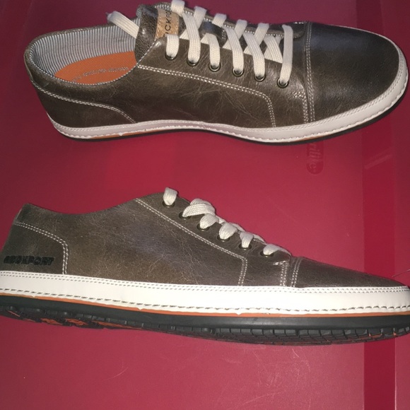 Rockport glossy brown leather shoes sneakers NEW in box mens size 10 - Picture 3 of 4